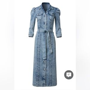 Tie-Waist Denim Midi Dress